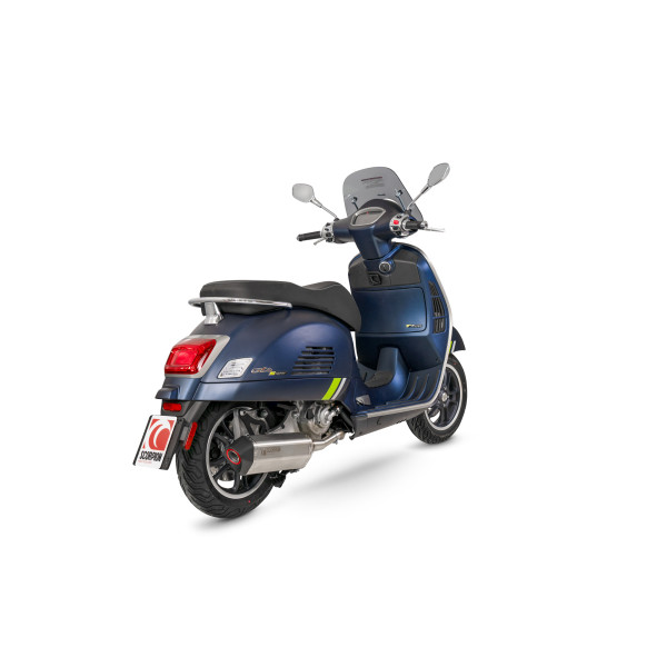 Scorpion Exhaust Vespa GTS 300 (Euro 5) European Models Only 2020 - 2023 Serket Parallel Slip-on Brushed Stainless Steel Sleeve